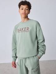 Baker by Ted Baker Sage Green Baker by Ted Baker Oversized Sweatshirt and Wide Leg Joggers Set - Image 3 of 16