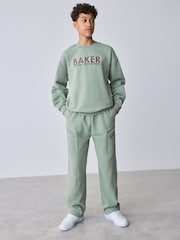 Baker by Ted Baker Sage Green Baker by Ted Baker Oversized Sweatshirt and Wide Leg Joggers Set - Image 4 of 16
