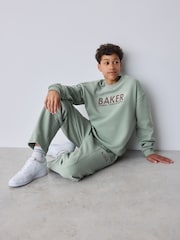 Baker by Ted Baker Sage Green Baker by Ted Baker Oversized Sweatshirt and Wide Leg Joggers Set - Image 5 of 16