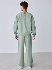 Baker by Ted Baker Sage Green Baker by Ted Baker Oversized Sweatshirt and Wide Leg Joggers Set - Image 6 of 16