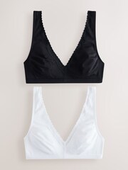 Black/White Menopause Friendly Cooling Cotton Bralettes 2 Pack - Image 1 of 10