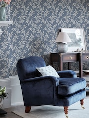 Laura Ashley Dark Seaspray Paxford Leaves 10M Wallpaper - Image 1 of 3
