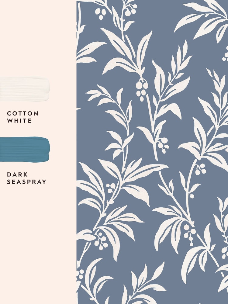 Laura Ashley Dark Seaspray Paxford Leaves 10M Wallpaper - Image 3 of 3