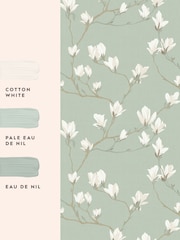 Laura Ashley Pale Eau de Nil Magnolia Grove 10M Wallpaper - Image 4 of 4