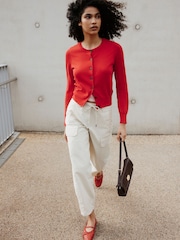 Red/Pink Soft Touch Cotton Rich Open Layer Cardigan - Image 3 of 6