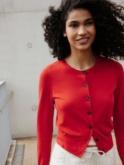 Red/Pink Soft Touch Cotton Rich Open Layer Cardigan - Image 5 of 6