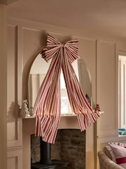 Red Striped Extra Large Bow Tree Topper - Image 2 of 5