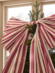 Red Striped Extra Large Bow Tree Topper - Image 3 of 5