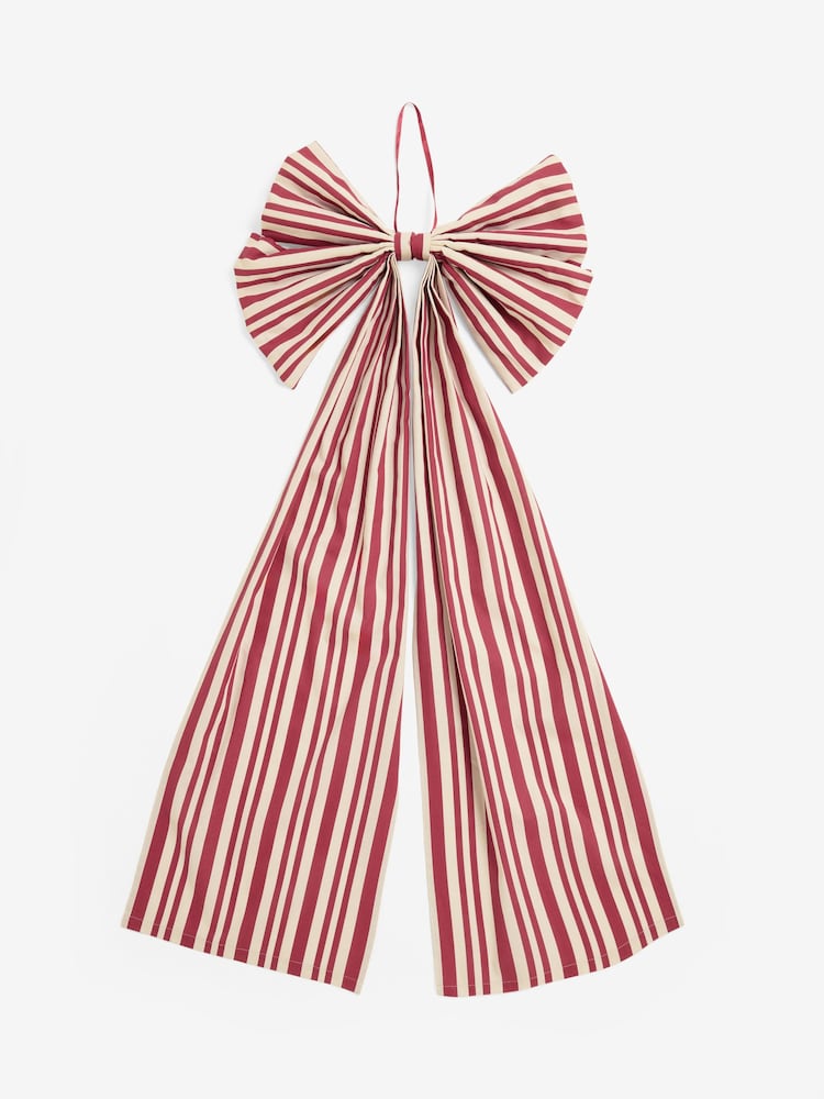 Red Striped Extra Large Bow Tree Topper - Image 5 of 5