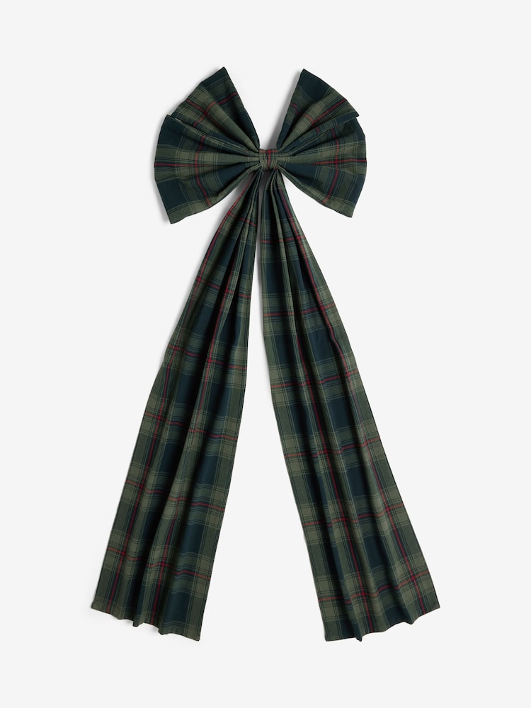 Navy Tartan Check Extra Large Bow Tree Topper - Image 1 of 1 Navy Tartan Check Extra Large Bow Tree Topper - Image 1 of 1