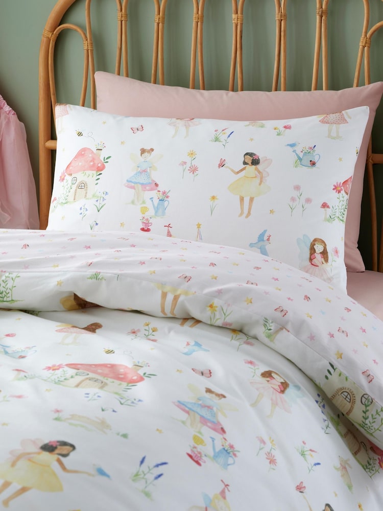 Bedlam Pink Summer Fairies Easy Care Duvet Cover Set - Image 2 of 4 Bedlam Pink Summer Fairies Easy Care Duvet Cover Set - Image 2 of 4