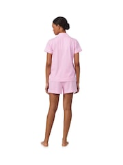 Lauren Ralph Lauren Pink Cotton Knit Short Sleeve Notch Collar Pajama Set - Image 2 of 3