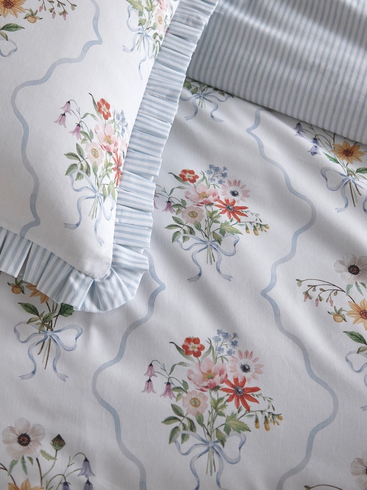 Appletree White Floral Bouquet 100% Cotton Duvet Cover Set - Image 4 of 4 Appletree White Floral Bouquet 100% Cotton Duvet Cover Set - Image 4 of 4