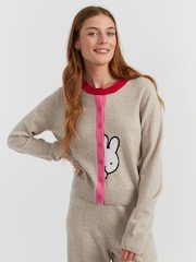 Chinti & Parker Brown Soft-Oat Wool-Cashmere Miffy Peek Placket Sweater - Image 1 of 4