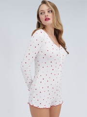 Boux Avenue White Heart Rib Playsuit - Image 2 of 5