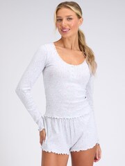 Boux Avenue Grey Heart Pointelle Short Pyjamas Set - Image 1 of 5