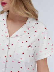 Boux Avenue White Heart Rib Modal Short Pyjamas Set - Image 3 of 6