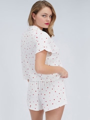 Boux Avenue White Heart Rib Modal Short Pyjamas Set - Image 5 of 6