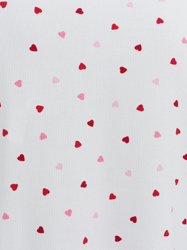 Boux Avenue White Heart Rib Modal Short Pyjamas Set - Image 6 of 6