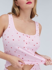 Boux Avenue Pink Heart Rib Short Pyjamas Set - Image 3 of 6