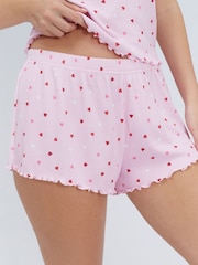 Boux Avenue Pink Heart Rib Short Pyjamas Set - Image 4 of 6