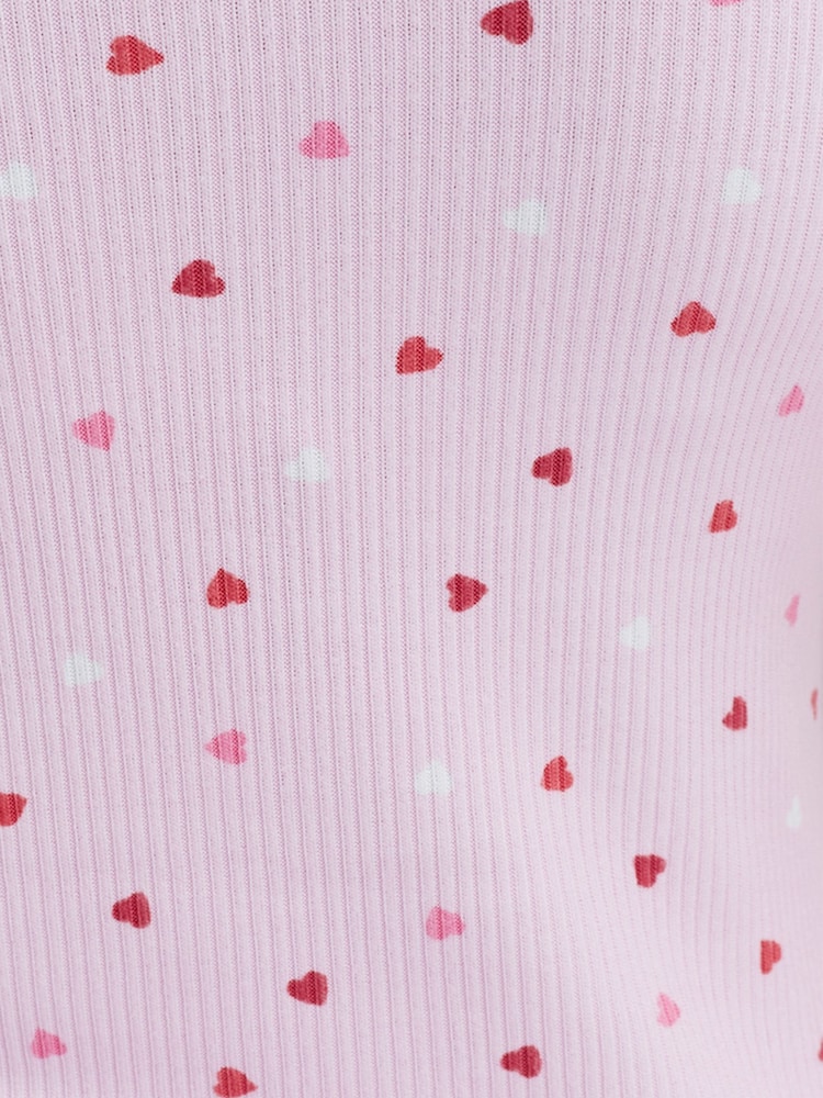 Boux Avenue Pink Heart Rib Short Pyjamas Set - Image 6 of 6