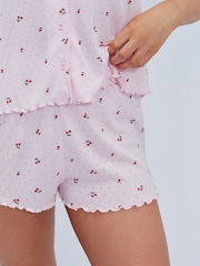 Boux Avenue Pink Cherry Pointelle Short Pyjamas Set - Image 5 of 6