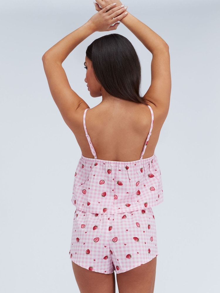 Boux Avenue Pink Strawberry Cotton Cami Set - Image 2 of 6 Boux Avenue Pink Strawberry Cotton Cami Set - Image 2 of 6