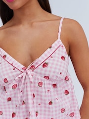 Boux Avenue Pink Strawberry Cotton Cami Set - Image 5 of 6