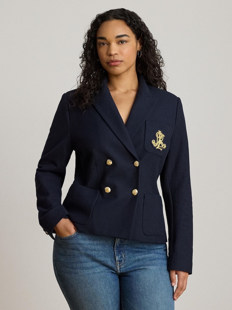 Lauren Ralph Lauren Anfisa Stretch Cotton Pique Double Breasted Jacket with Crest - Imagen 1 de 10