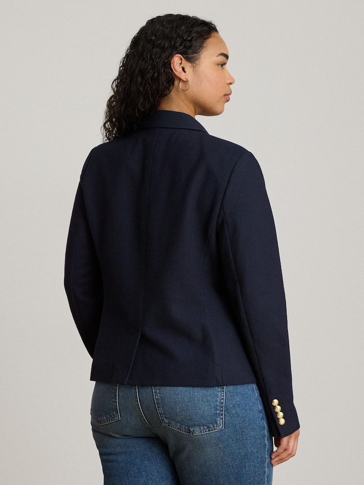 Lauren Ralph Lauren Anfisa Stretch Cotton Pique Double Breasted Jacket with Crest - Imagen 2 de 10