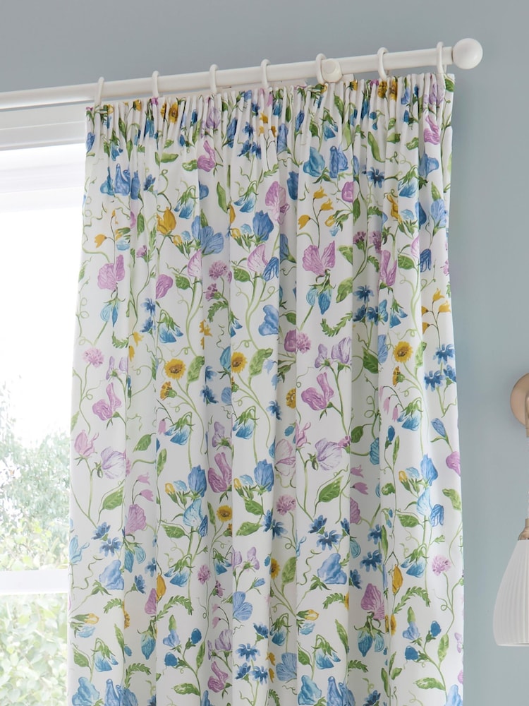 Dreams & Drapes Sweetpea Floral Lined Pencil Pleat Curtains - صورة 2 من 3