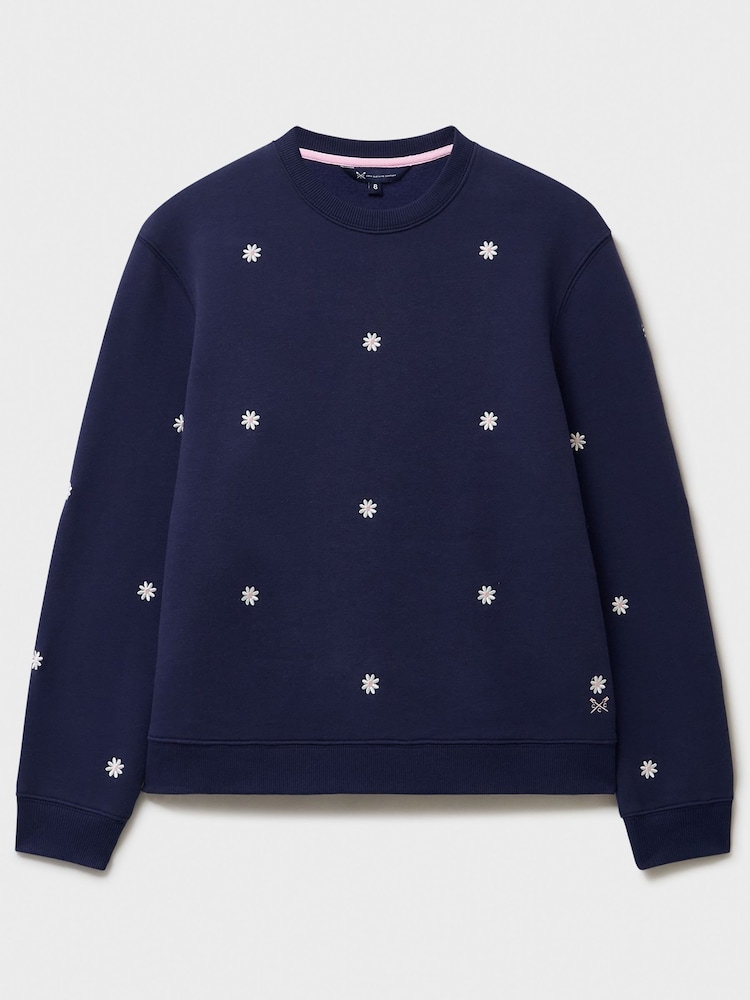 Crew Clothing Blue Embroidered Cotton-Mix Crew-Neck Sweatshirt - Image 5 of 5