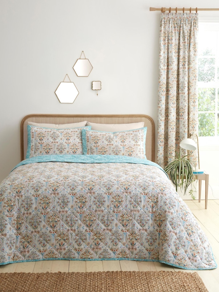 Dreams & Drapes Natural Edena Decorative Floral Quilted Bedspread - Image 1 of 3