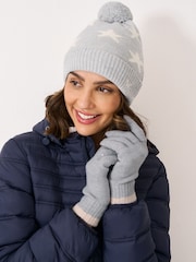 Crew Clothing White Glitterball Star Gloves - Image 1 of 2