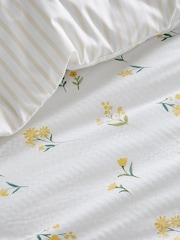 Dreams & Drapes White Ditsy Floral Seersucker Textured Duvet Cover Set - Image 3 of 4