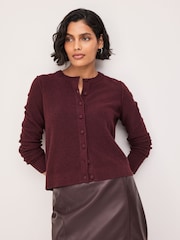 Burgundy Red Supersoft Crew Neck Long Sleeve Cardigan - Image 1 of 9