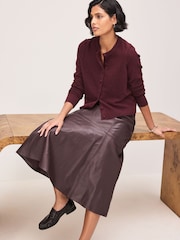 Burgundy Red Supersoft Crew Neck Long Sleeve Cardigan - Image 3 of 9