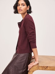 Burgundy Red Supersoft Crew Neck Long Sleeve Cardigan - Image 4 of 9