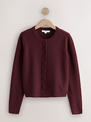 Burgundy Red Supersoft Crew Neck Long Sleeve Cardigan - Image 6 of 9