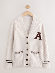 Neutral - Cotton Rich Mid Length V-Neck Stitchy Cardigan - Imaginea 6 din 8