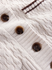 Neutral - Cotton Rich Mid Length V-Neck Stitchy Cardigan - Imaginea 8 din 8
