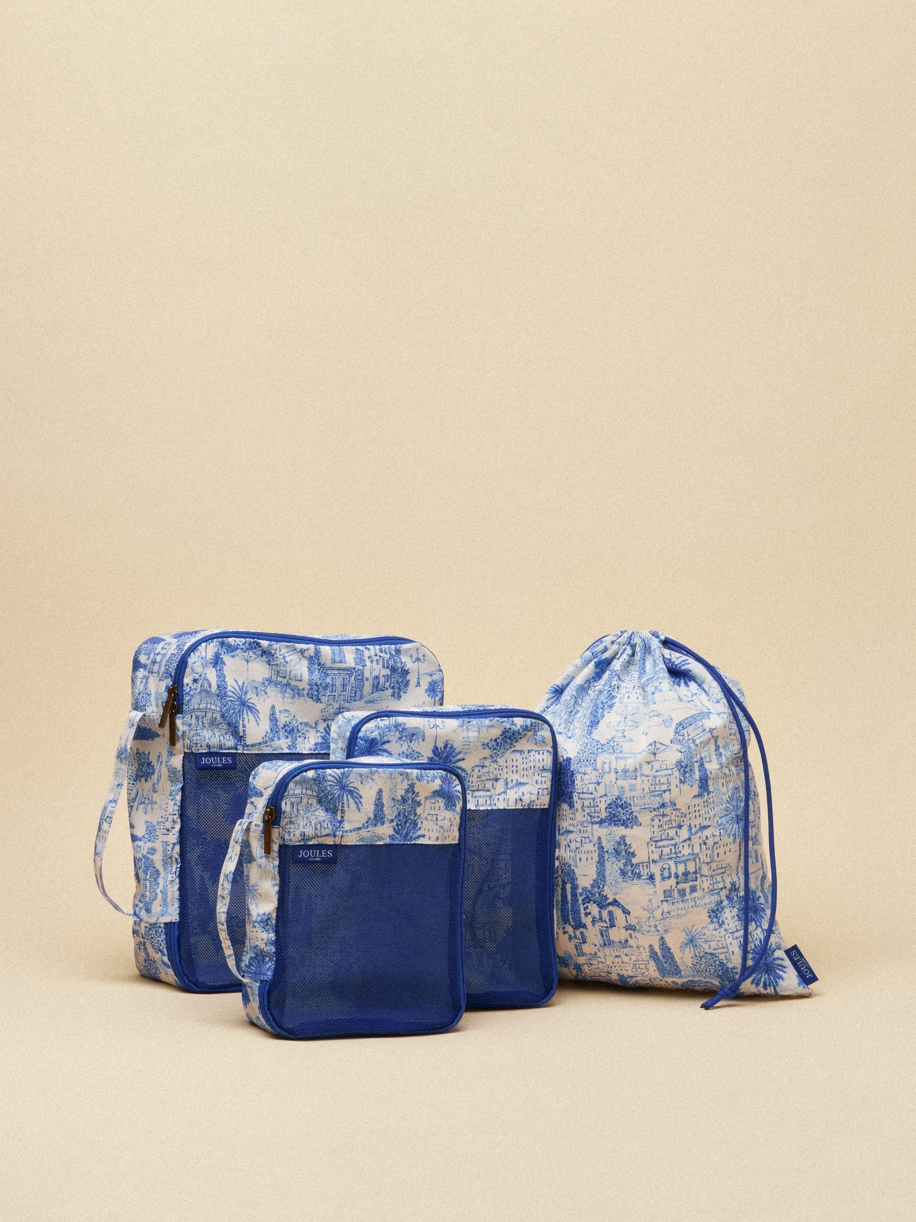 Joules Unisex Toile De Jouy Set Of 3 Packing Cubes One