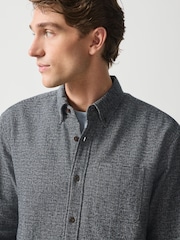 Navy Long Sleeve Textured Plain Shirt - Image 1 of 7