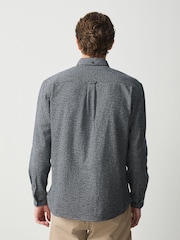 Navy Long Sleeve Textured Plain Shirt - Image 3 of 7