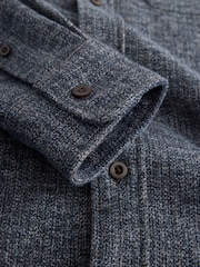 Navy Long Sleeve Textured Plain Shirt - Image 6 of 7