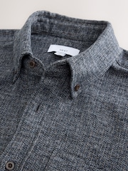Navy Long Sleeve Textured Plain Shirt - Image 7 of 7