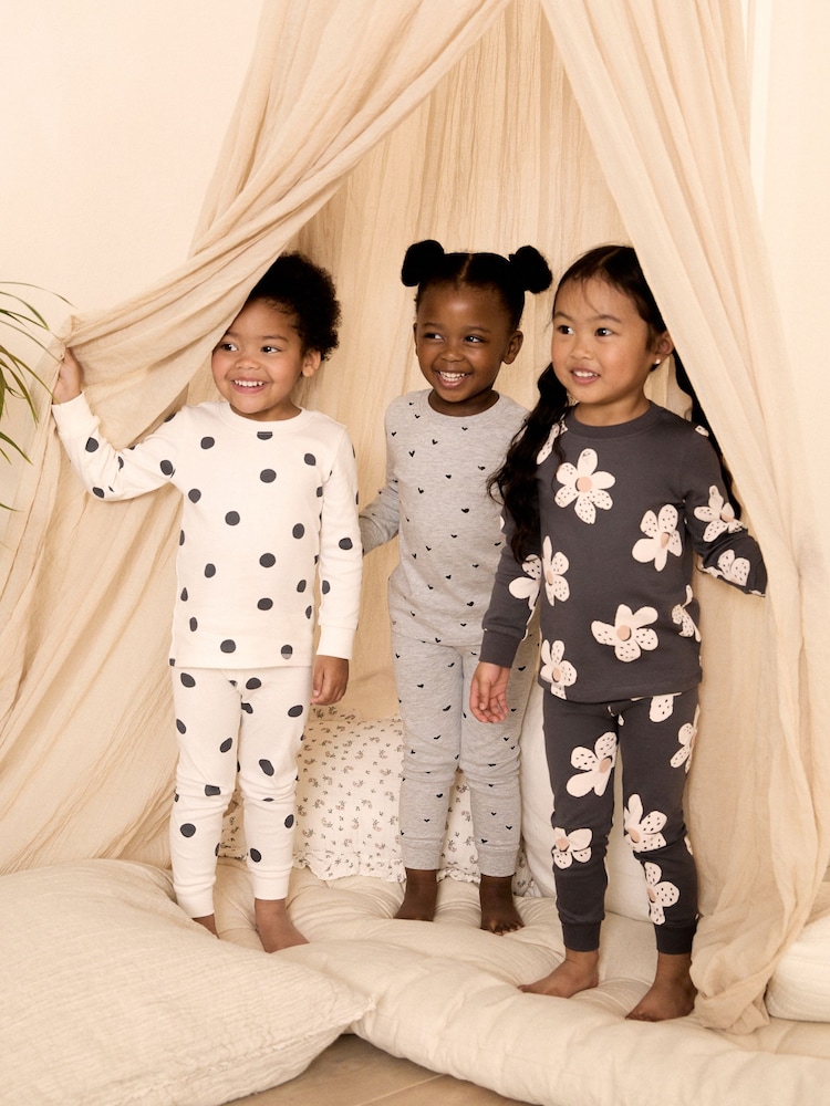 Monochrome Snuggle Pyjamas 3 Pack (9mths-12yrs) - Image 1 of 10
