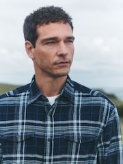 ლურჯი - Check Western Styling Long Sleeve Shirt - სურათი 1 5-დან