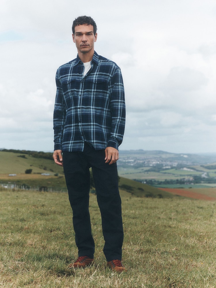 ლურჯი - Check Western Styling Long Sleeve Shirt - სურათი 2 5-დან
